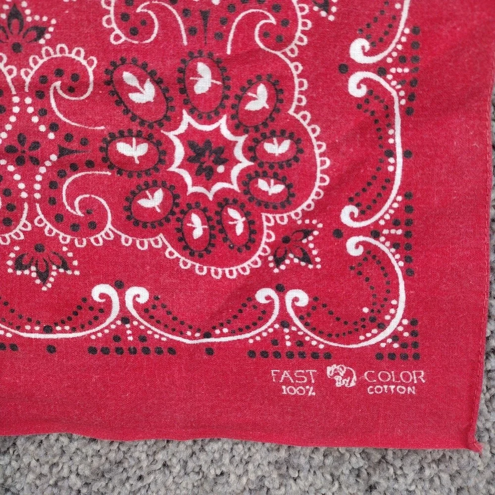 Vtg 50s 60s Elephant Trunk Up Bandana Indigo Red Selvedge Cotton Workwear #1844